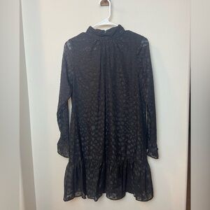 Calvin Klein Black Textured Long Sleeve Dress